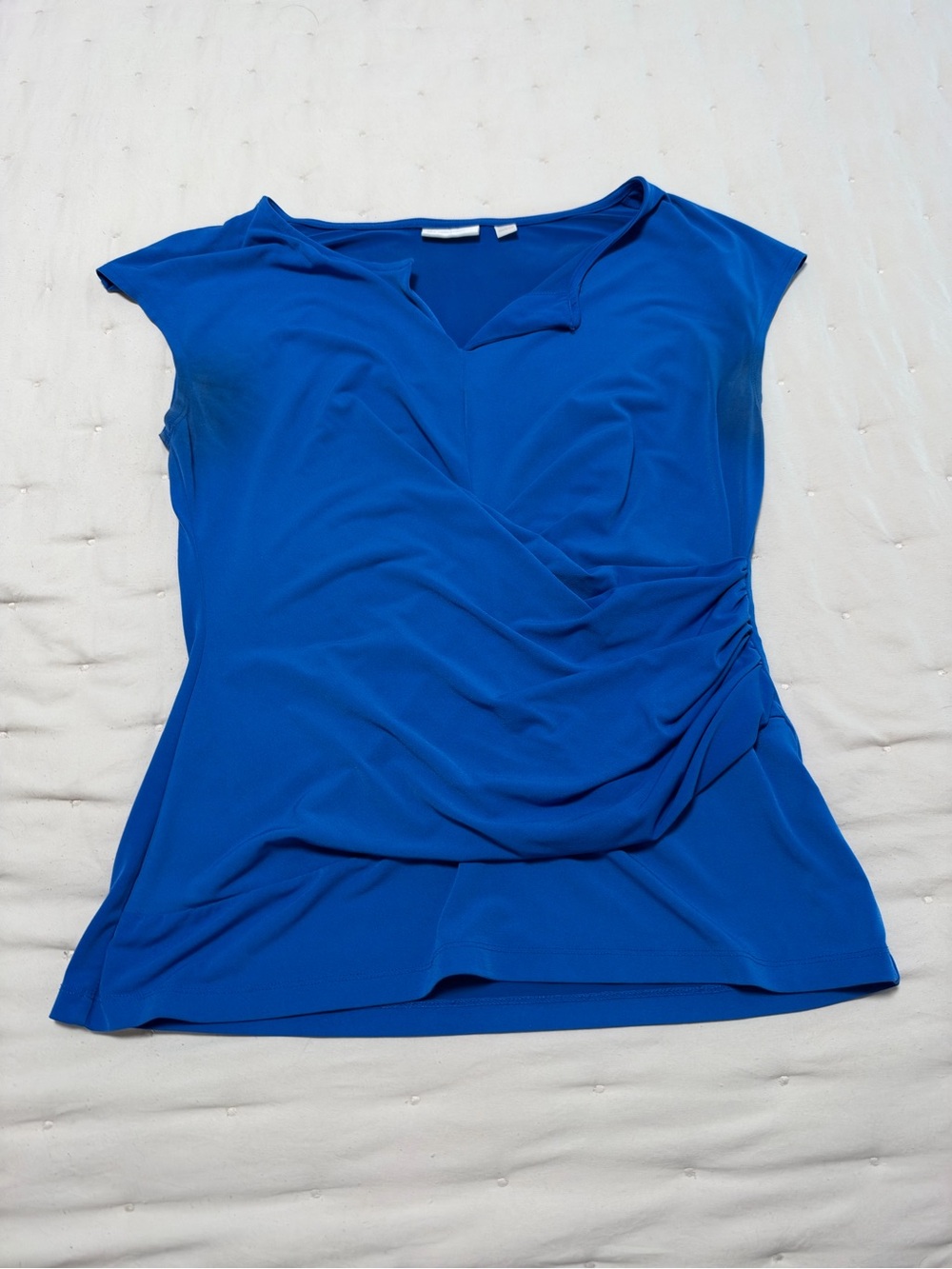 New York & Company Sleeveless Draped Surplice Top - Blue